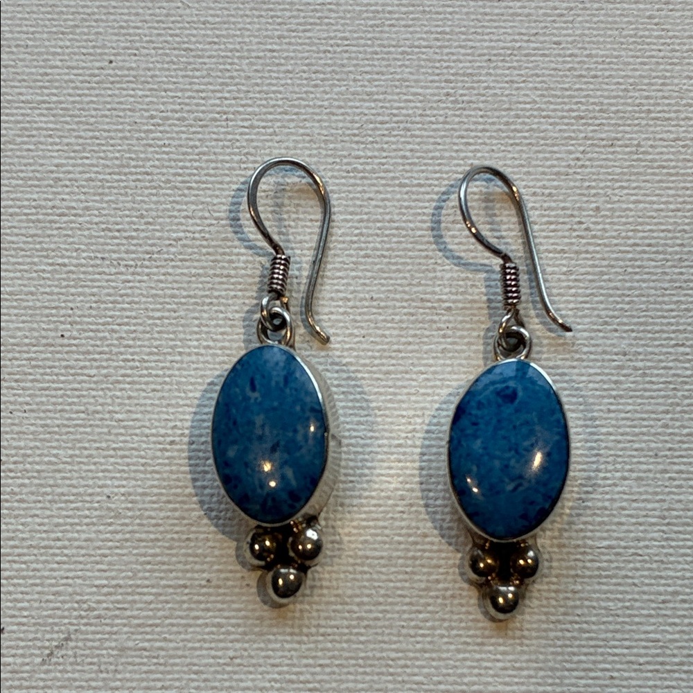 Elegant Denim Lapis Mexican 925 Silver Earrings